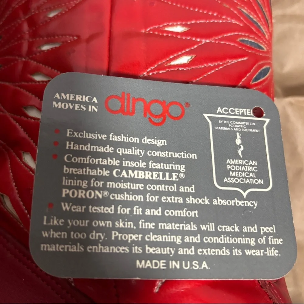 VTG DINGO Outwest Leather RED Inlay Coastal Cowgirl Boots 6.5 line dancing READ! - Picture 4 of 13